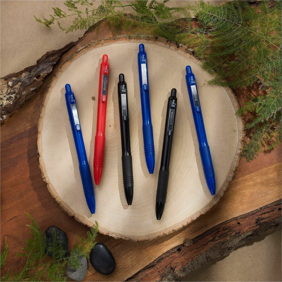Zebra Pen Z-Grip Recycled Retractable Ballpoint Pens - 1 mm, Medium Pen Point - Retractable - Blue Ink - School, Home, J