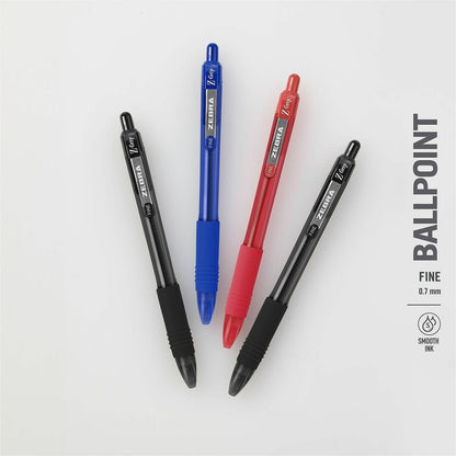 Zebra Pen Z-Grip Recycled Retractable Ballpoint Pens - 0.7 mm Fine Pen Point - Retractable - Black Ink - School, Home, J