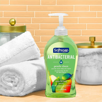 Softsoap Antibacterial Soap Pump - Sparkling Pear Scent - 11.25 fl oz - Pump Bottle Dispenser - Bacteria Remover - Hand,