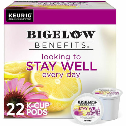 Bigelow® Lemon & Echinacea Herbal Tea K-Cup - 22 K-Cup - Caffeine-free - 4 / Carton