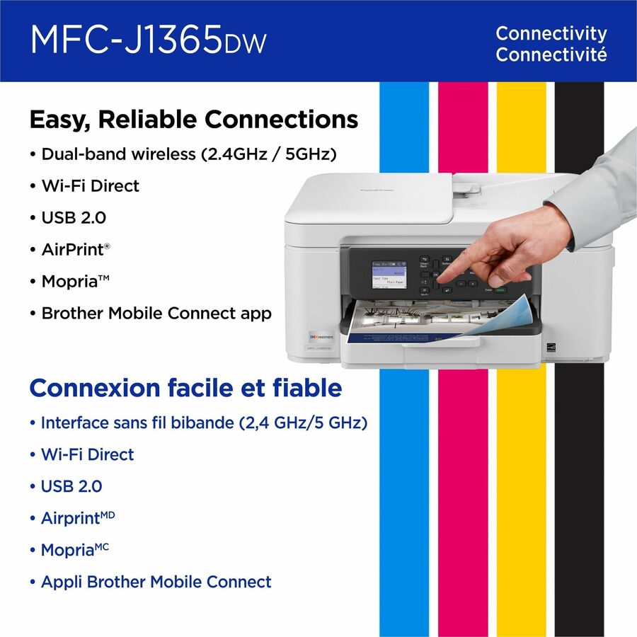 Brother MFCJ1365DW Inkjet Multifunction Printer - Color - Copier/Printer/Scanner - 16 ppm Mono/9 ppm Color Print - 1200 