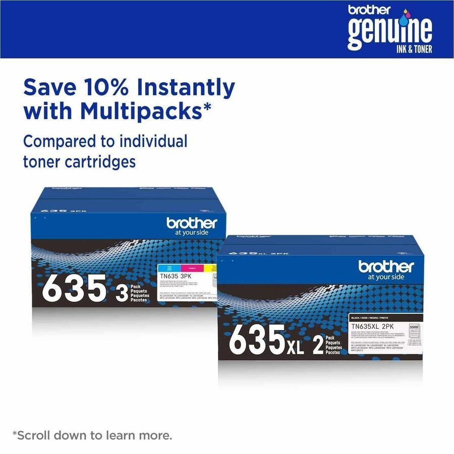 Brother TN635XLY Original High Yield Laser Toner Cartridge - Yellow - 1 Each - 4,500 pages