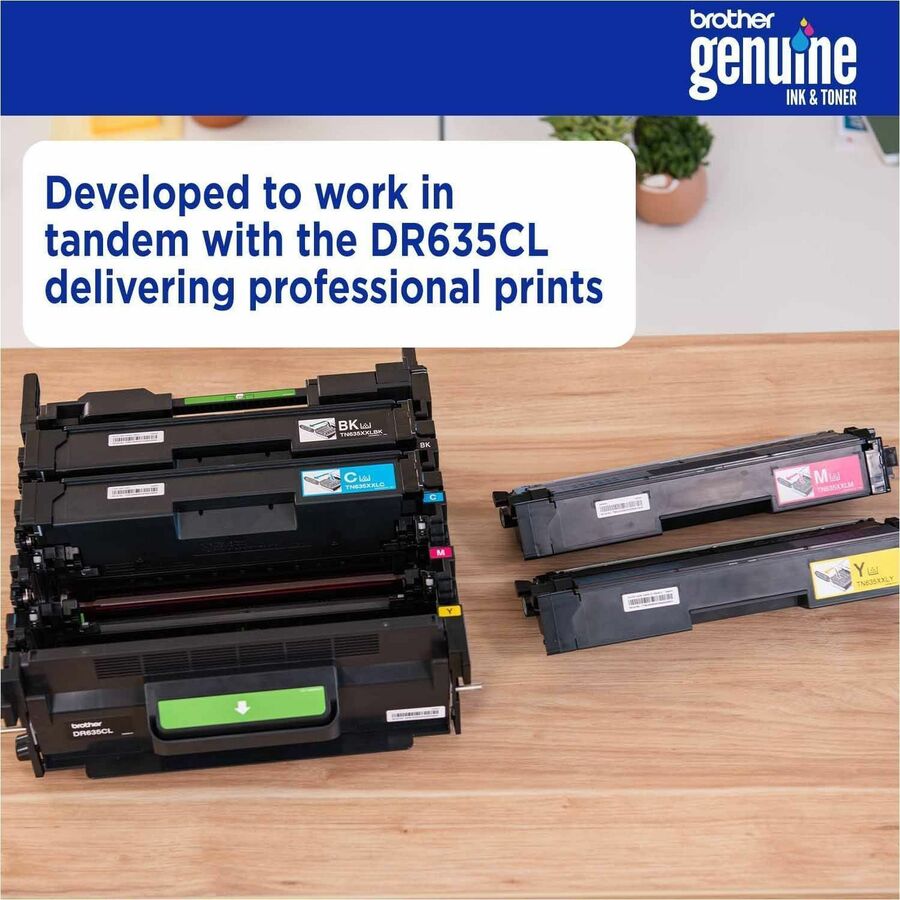 Brother TN635XLY Original High Yield Laser Toner Cartridge - Yellow - 1 Each - 4,500 pages