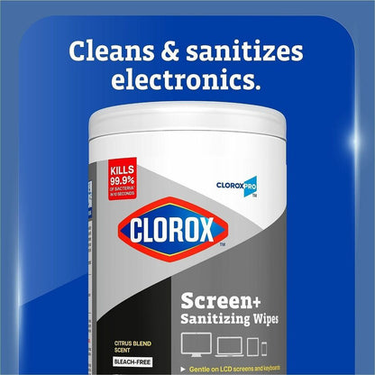 CloroxPro Screen+ Sanitizing Wipes - For Screen, Tablet, Notebook, Mobile Phone, Keyboard, TV, Computer, Monitor, Electr