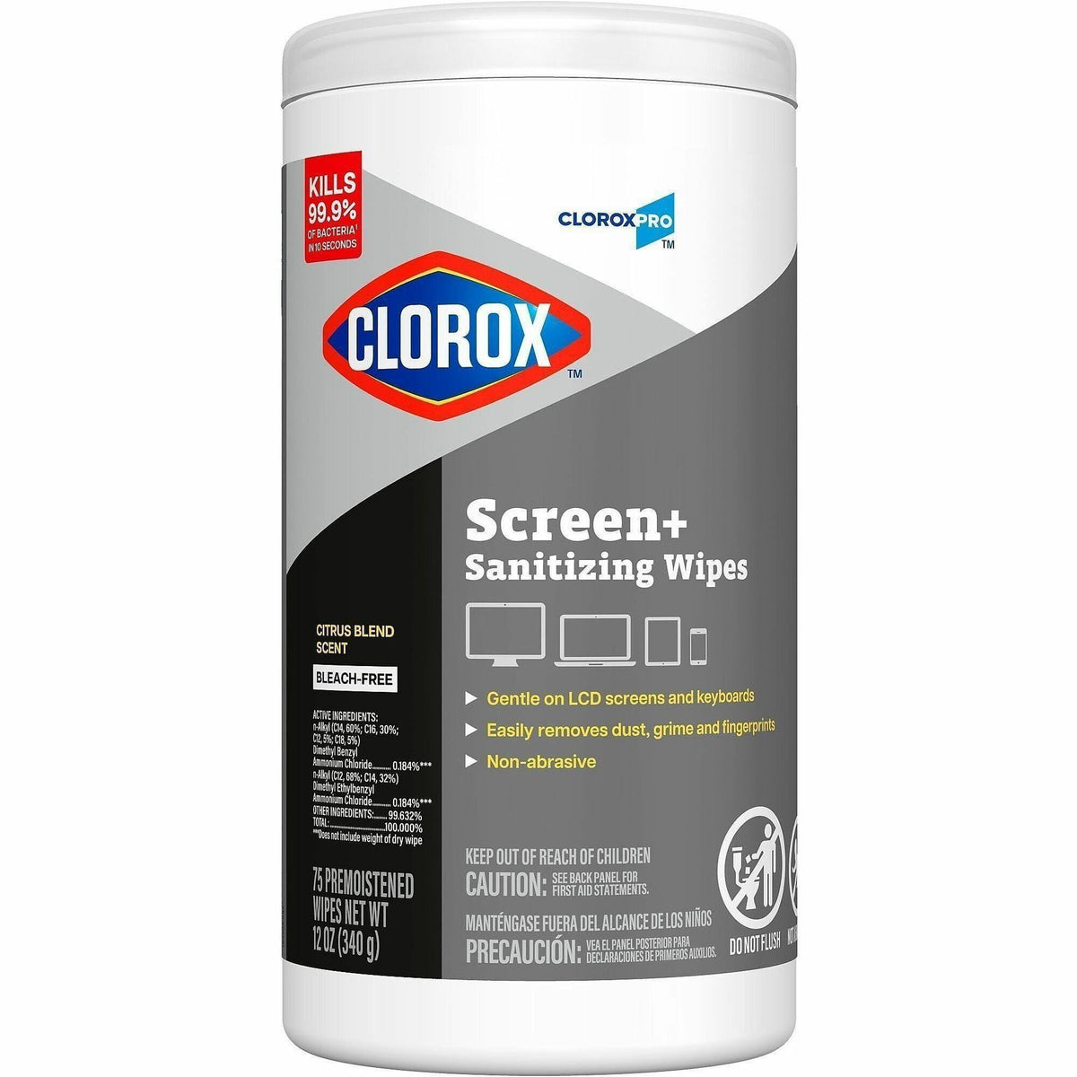 CloroxPro Screen+ Sanitizing Wipes - For Screen, Tablet, Notebook, Mobile Phone, Keyboard, TV, Computer, Monitor, Electr