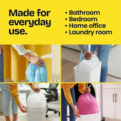 Glad Medium Drawstring Trash Bags with Clorox - Lemon Fresh Bleach - Medium Size - 8 gal Capacity - Drawstring Closure -