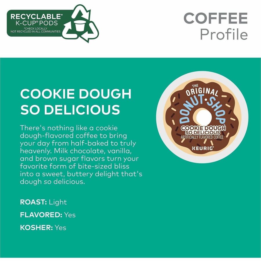 The Original Donut Shop® K-Cup Cookie Dough So Delicious Coffee - Compatible with Keurig Brewer - Light - K-Cup - 4 / Ca