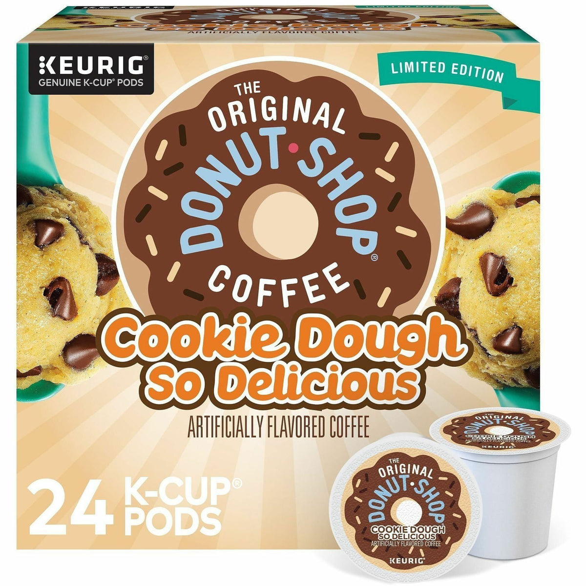 The Original Donut Shop® K-Cup Cookie Dough So Delicious Coffee - Compatible with Keurig Brewer - Light - K-Cup - 4 / Ca