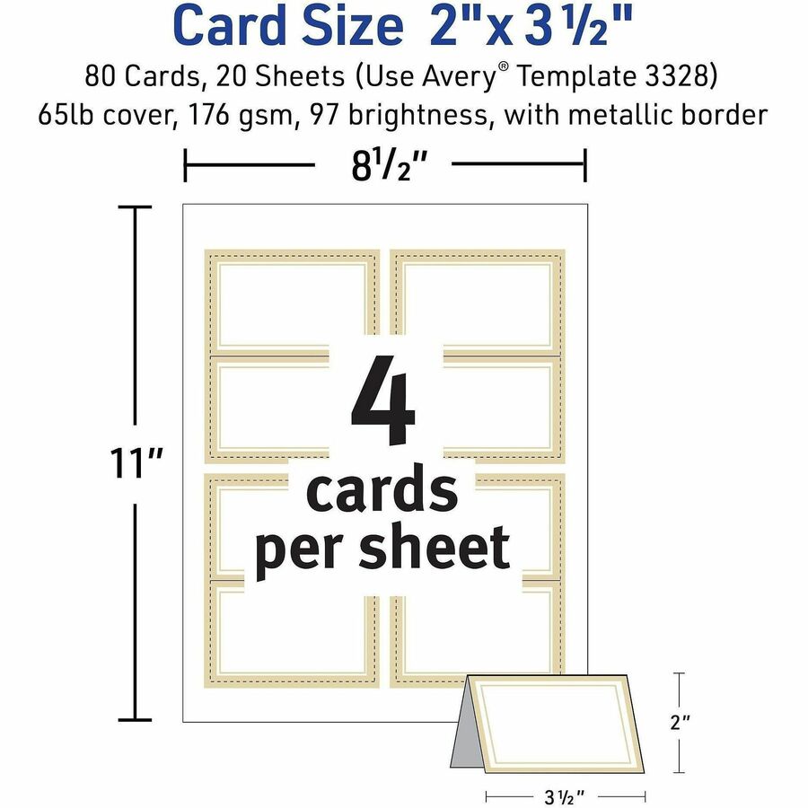 Avery Tent Card - Letter - 8 1/2" x 11" - 65 lb Basis Weight - 176 g/m² Grammage - FSC - Micro Perforated, Pre-scored, P