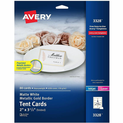 Avery Tent Card - Letter - 8 1/2" x 11" - 65 lb Basis Weight - 176 g/m² Grammage - FSC - Micro Perforated, Pre-scored, P