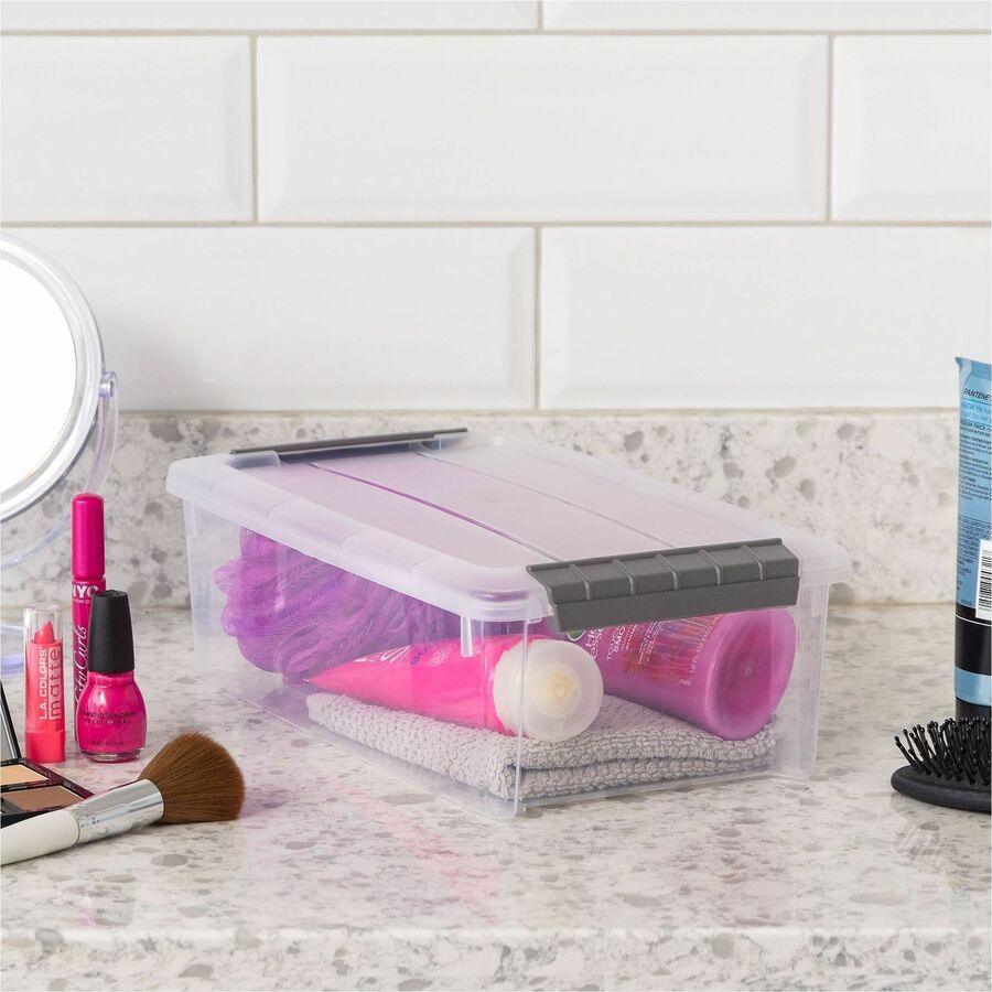 IRIS 6.2 QT Stack-and-Pull Storage Tote - External Dimensions: 14.1" Length x 8.1" Width x 4.6" Height - 1.55 gal - Buck