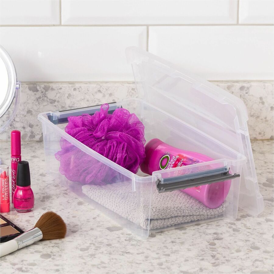 IRIS 6.2 QT Stack-and-Pull Storage Tote - External Dimensions: 14.1" Length x 8.1" Width x 4.6" Height - 1.55 gal - Buck