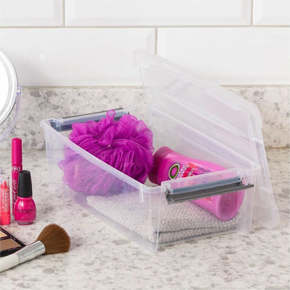 IRIS 6.2 QT Stack-and-Pull Storage Tote - External Dimensions: 14.1" Length x 8.1" Width x 4.6" Height - 1.55 gal - Buck