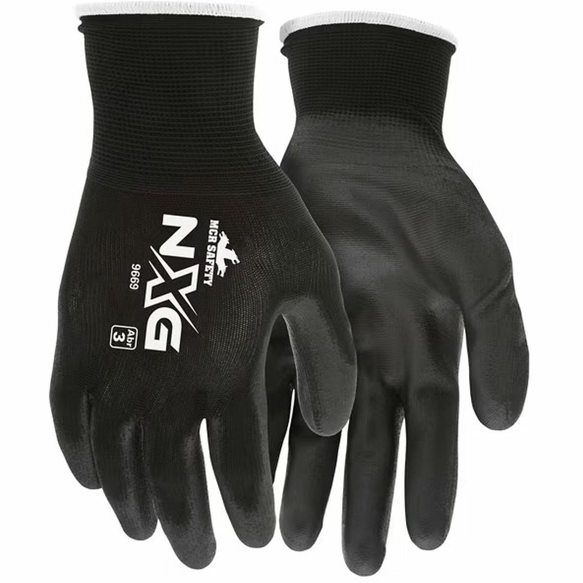 MCR Safety 9669 NXG Gloves - Abrasion Protection - Small Size - Polyurethane - Black - Touchscreen Capable - 12 / Dozen
