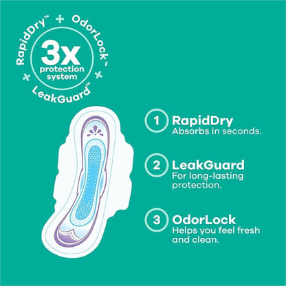 Always Flexi-Wing Ultra Thin Pads - Size 2 - With Wings - Super - Anti-leak, Unscented, Odor-absorbing, Comfortable - 3 