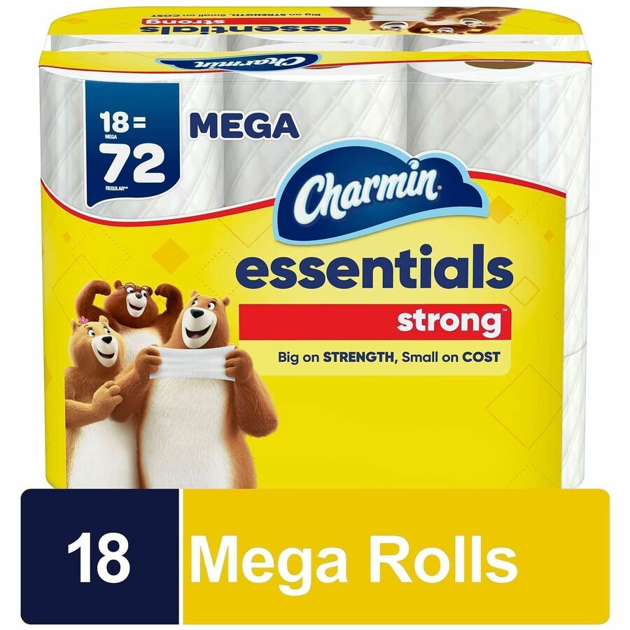 Charmin Essentials Strong Mega - 1 Ply - Mega - White - 18 / Carton