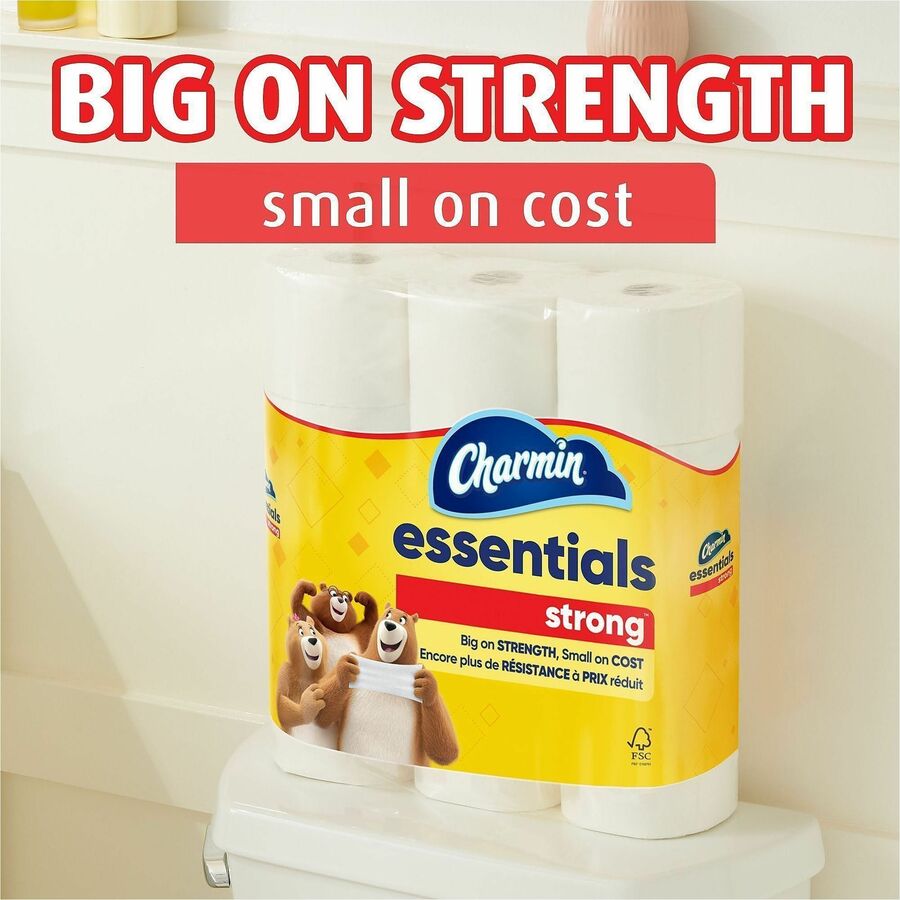 Charmin Essentials Strong Mega - 1 Ply - Mega - White - 18 / Carton