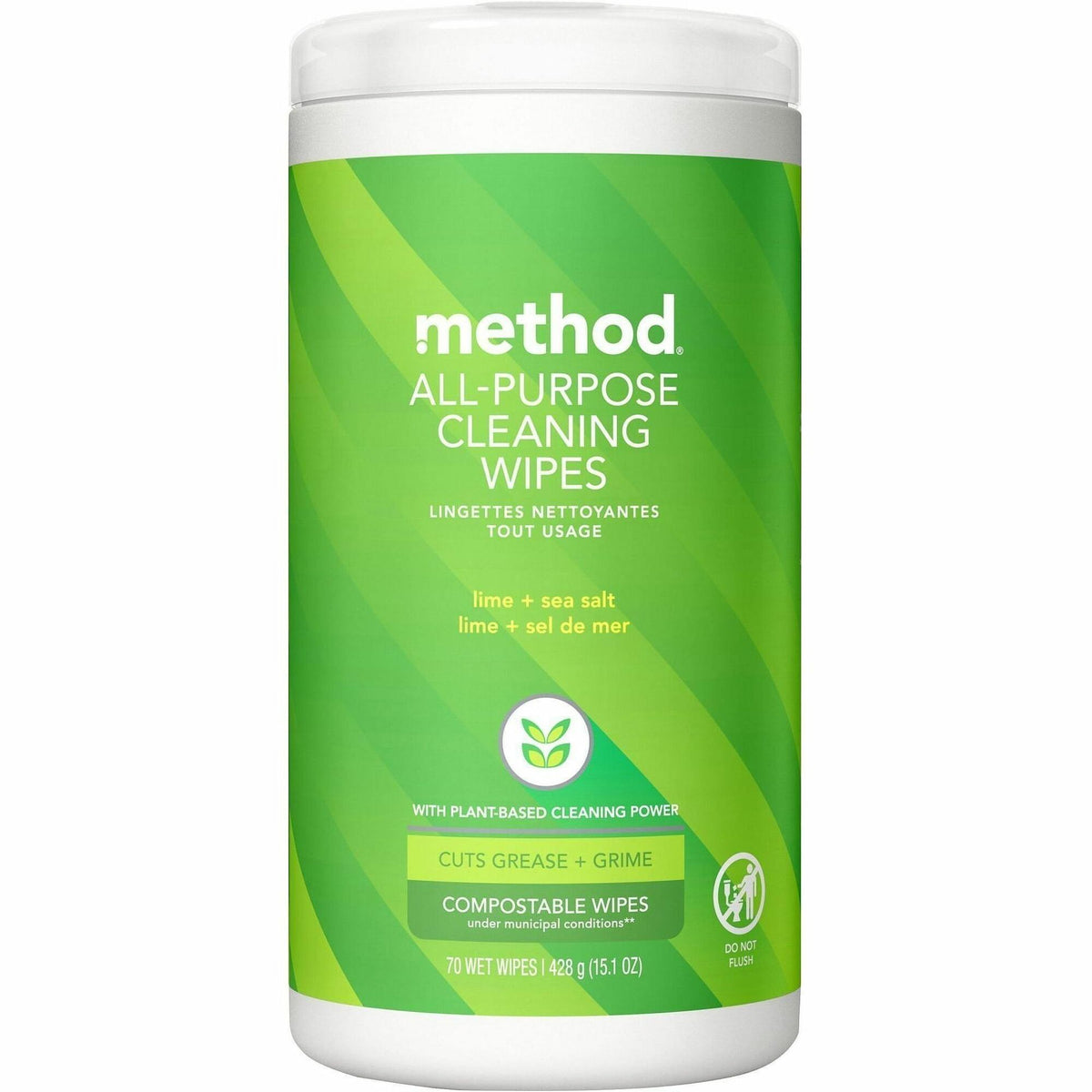 Method All-purpose Cleaning Wipes - For Multipurpose, Multi Surface - Wipe - Lime + Seasalt Scent - 1 Each