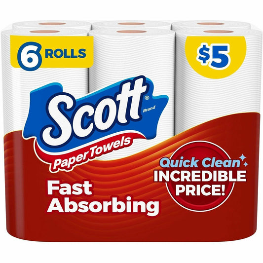 Scott Choose-A-Sheet Paper Towels - 62 Sheets/Roll - White - Paper - 6 / Pack