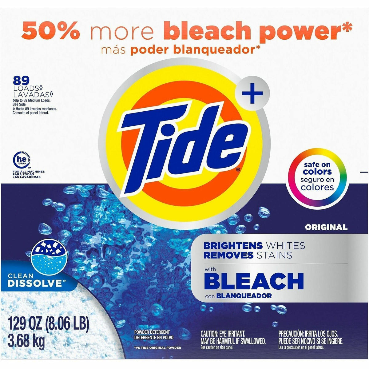 Tide Ultra Bleach Laundry Powder - For Clothing, Laundry, Washing Machine - Concentrate - Powder - 129 oz (8.06 lb) - 89