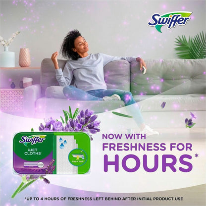 Swiffer Sweeper Wet Mop Cloths - Lavender Scent - 8" Width x 10" Length - Textured - White - 3 / Carton