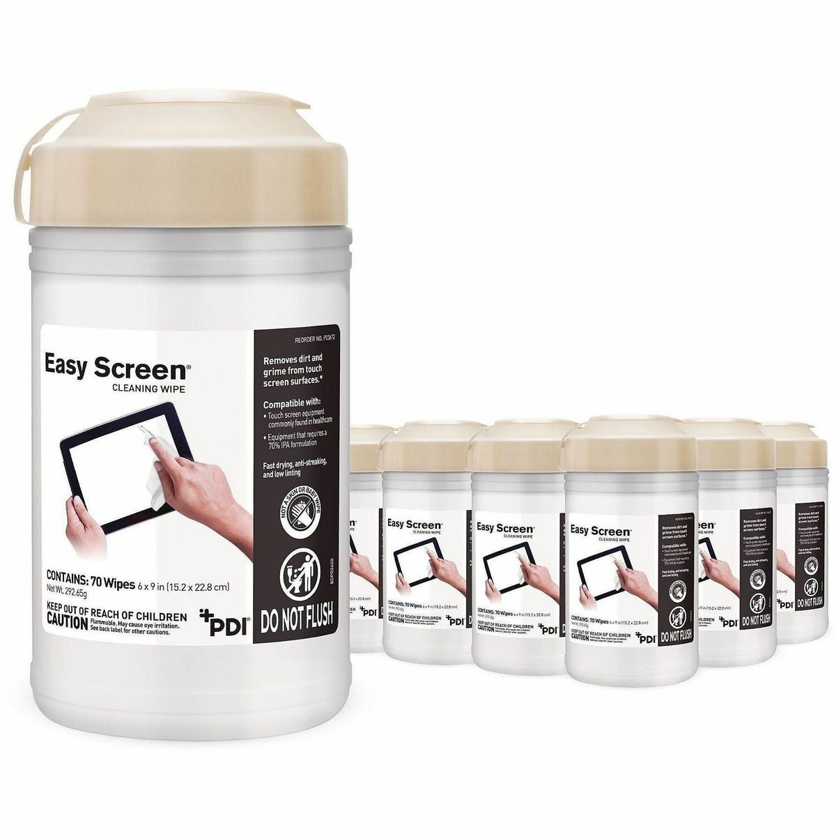 PDI Easy Screen Electronic Wipes - For Touchscreen, Electronic Equipment, Tablet, Glass - 70 / Pack