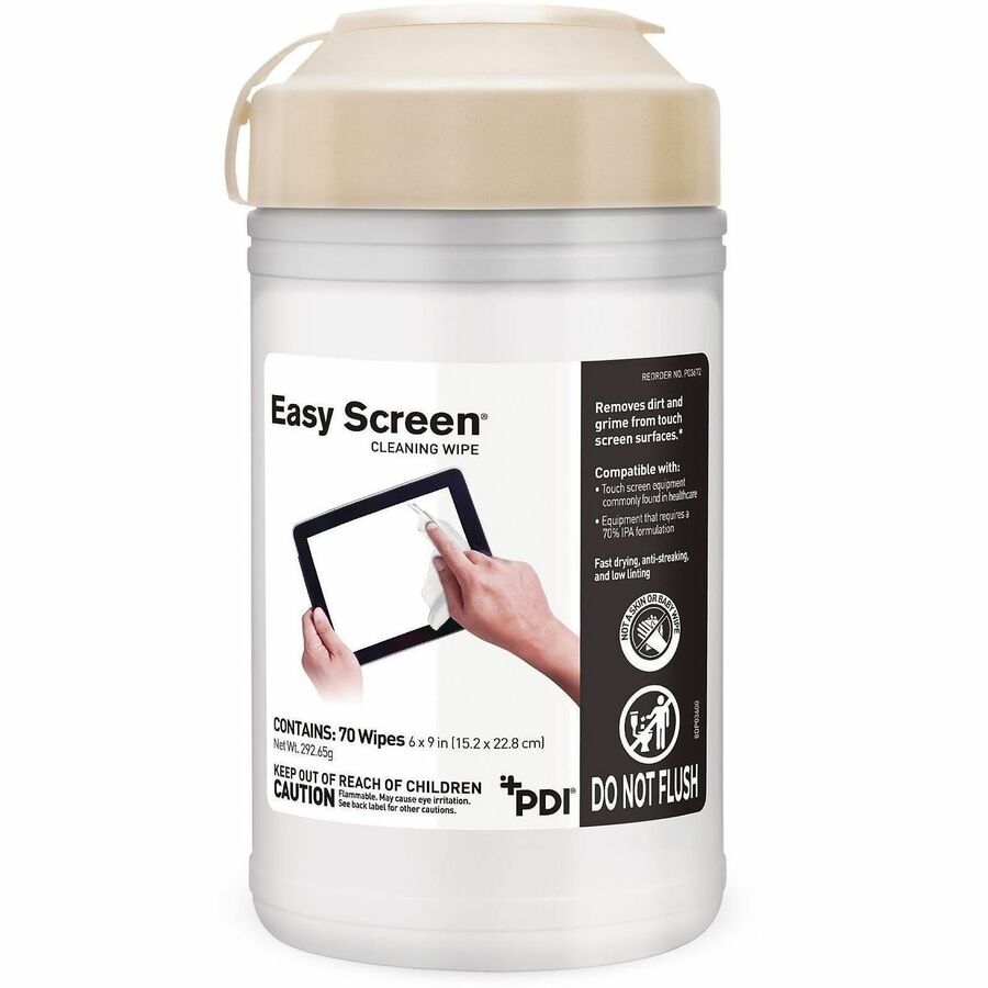 PDI Easy Screen Electronic Wipes - For Touchscreen, Electronic Equipment, Tablet, Glass - 70 / Pack
