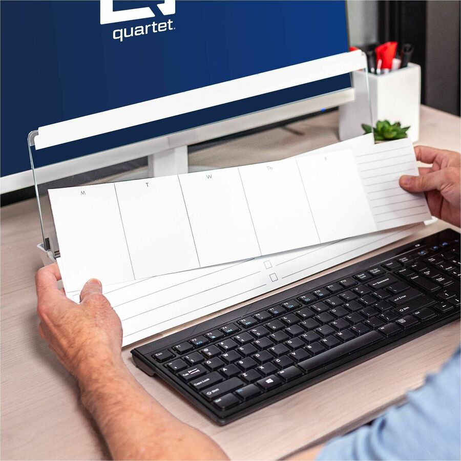 Quartet Flip-Top Glass Dry-Erase Desktop Pad - 18" (1.5 ft) Width x 6" (0.5 ft) Height - White Glass Surface - Desktop -