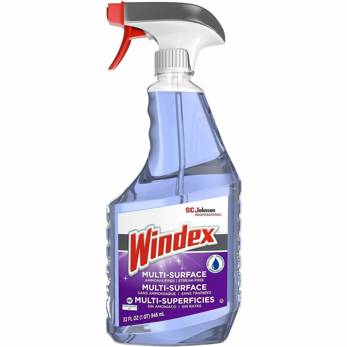Windex® Non-Ammoniated Cleaner - For Multi Surface - 32 fl oz (1 quart) - Non Ammoniated, Streak-free, Refillable, Koshe