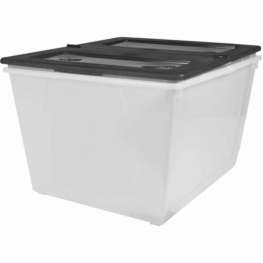 Storex Nesting File Totes - External Dimensions: 22.7" Width x 18.3" Depth x 12.9" Height - 60 lb - 16 gal - Flip Top, L