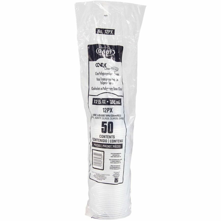 Dart Conex Clear Cups - 12 fl oz - Clear - Plastic, Polypropylene - Beverage, Milkshake, Beer, Soda, Cold, Tea, Iced Tea