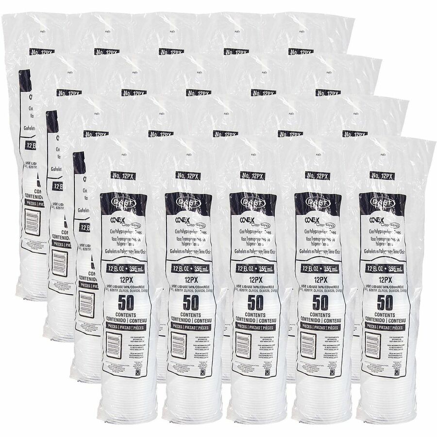 Dart Conex Clear Cups - 12 fl oz - Clear - Plastic, Polypropylene - Beverage, Milkshake, Beer, Soda, Cold, Tea, Iced Tea