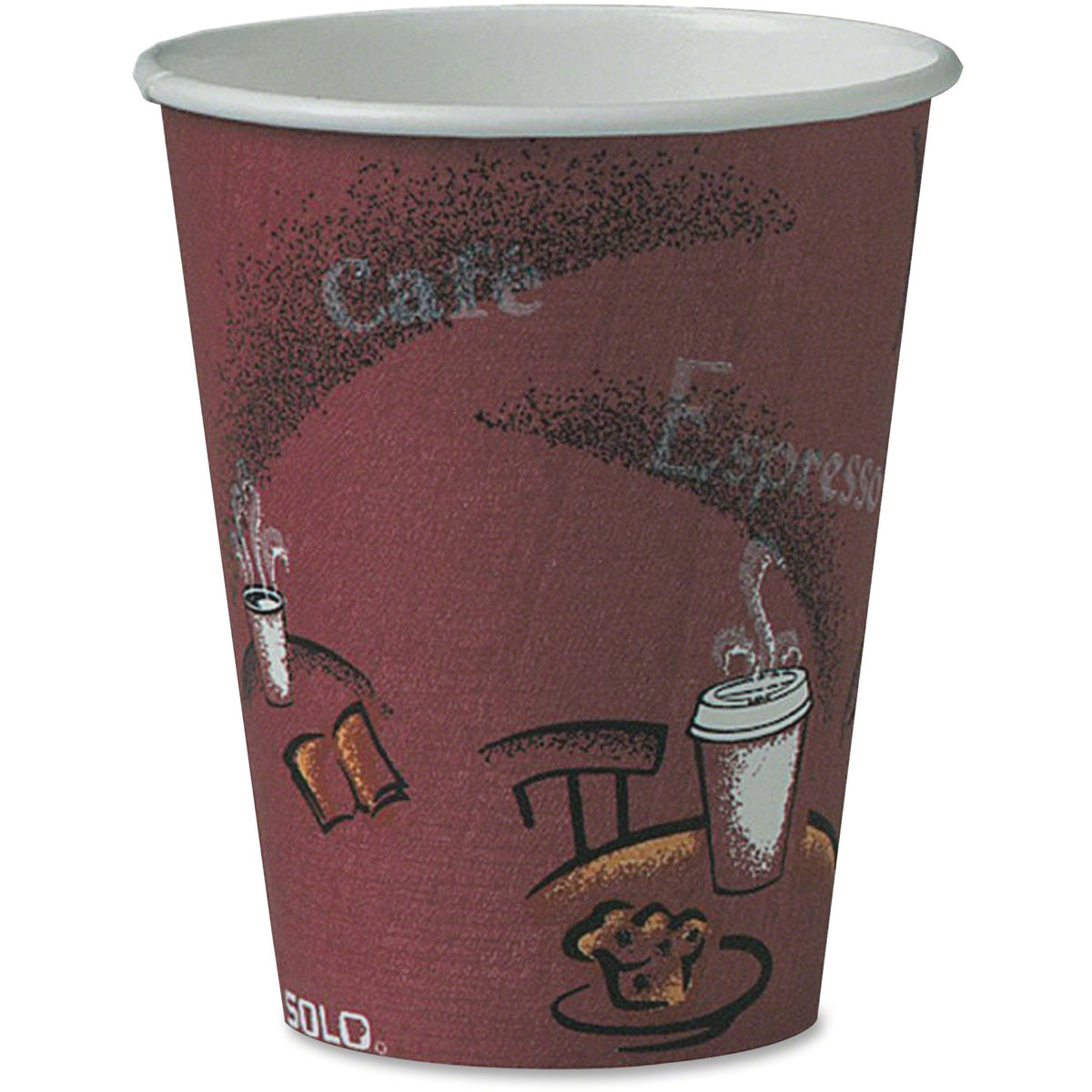 Solo 8 oz Bistro Design Disposable Paper Cups - Bistro - 8 fl oz - Maroon - Paper - Beverage, Hot Drink, Cold Drink, Cof