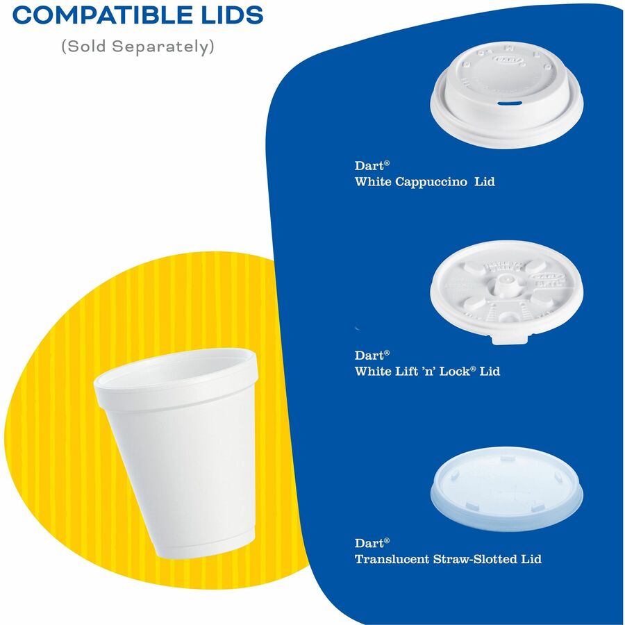 Dart J Cup 20 oz Insulated Foam Cups - 20 fl oz - Round - White - Foam - 25 / Carton