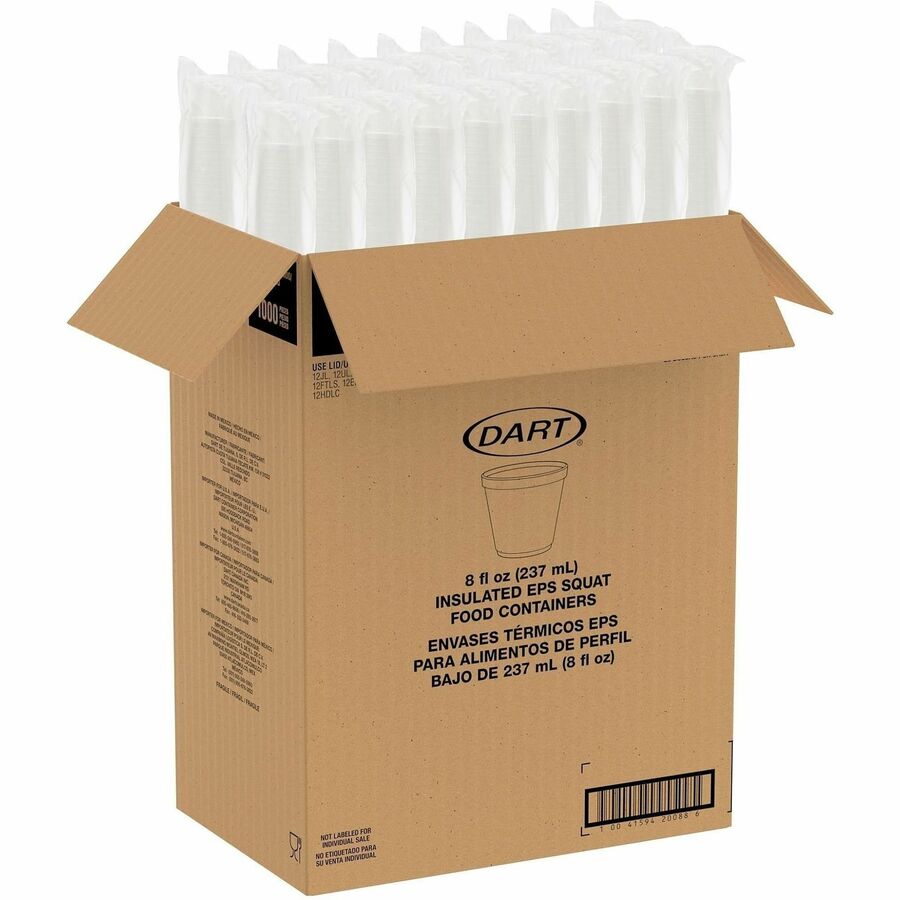 Dart Foam Food Containers - Serving - Disposable - White - Foam Body - 1 Carton
