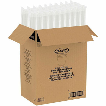 Dart Foam Food Containers - Serving - Disposable - White - Foam Body - 1 Carton