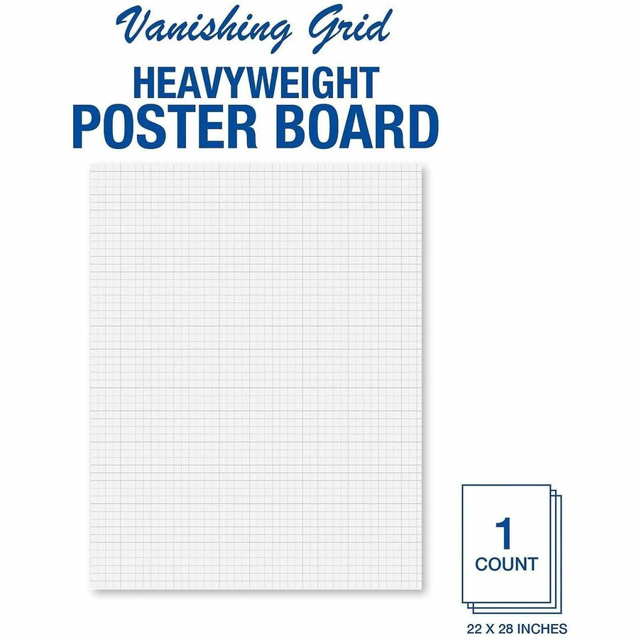 Geographics Royal Brites Gridboard Poster Board - Project, Sign, Presentation, Chart - 22" Width x 28" Depth - Grid - Wh