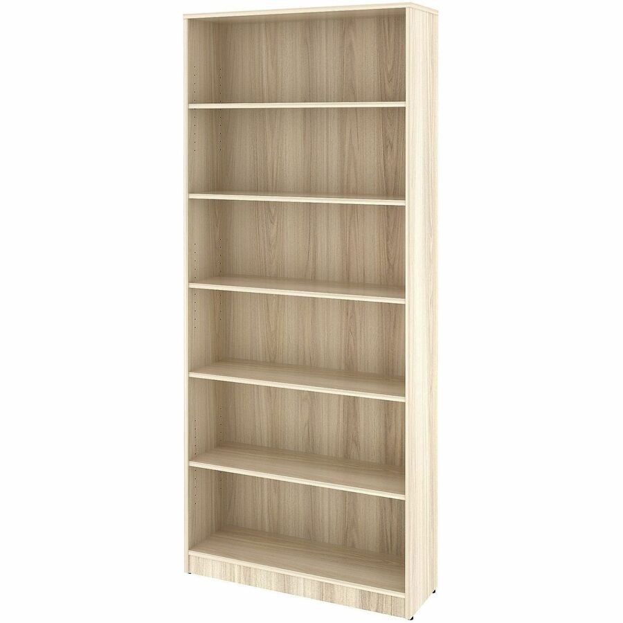 Lorell Sturdy 6-Shelf Bookcase - 6 x Shelf(ves) - Modern Elm - Assembly Required - 1 Each
