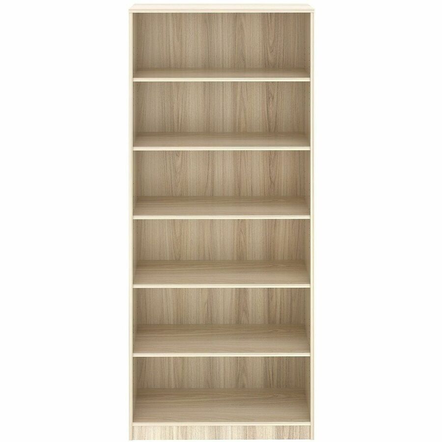 Lorell Sturdy 6-Shelf Bookcase - 6 x Shelf(ves) - Modern Elm - Assembly Required - 1 Each