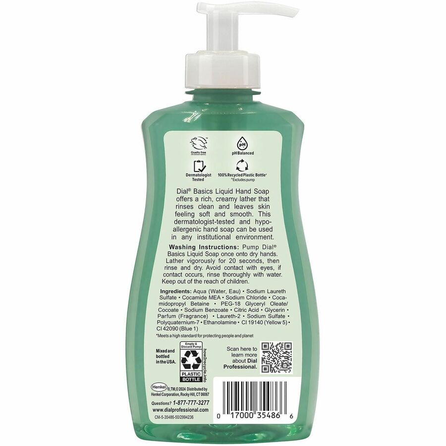 Dial Professional Basics Hypoallergenic Liquid Hand Soap - Floral Scent - 11 fl oz - Hand, Restroom, Home, School - Mois