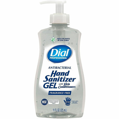 Dial Professional Hand Sanitizer Gel - Fragrance-free Scent - 11 fl oz - Pump Dispenser - Bacteria Remover - Hand - Mois