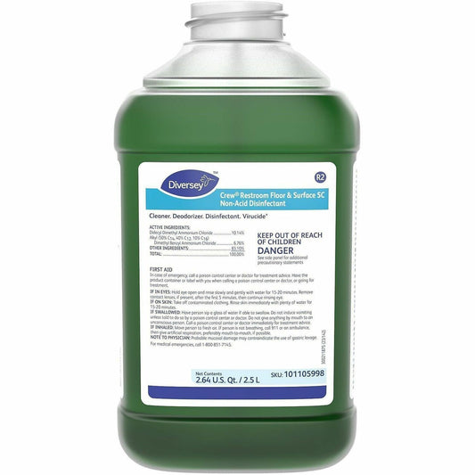Diversey Crew Restroom Disinfectant Cleaner - For Multi Surface, Multipurpose - Concentrate - Liquid - 84.5 fl oz (2.6 q