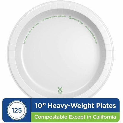 Dixie Ultra® Table Ware - Food - Disposable - 10" Diameter - White - Paper Body - Round - 4 / Carton