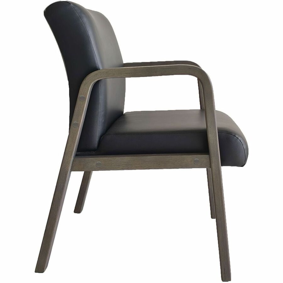 Lorell Solid Wood Frame Guest Chair - Solid Wood Frame Material - Four-legged Base - Black, Weathered Charcoal - Bonded 