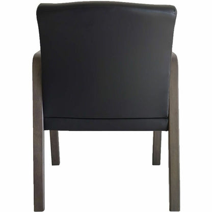 Lorell Solid Wood Frame Guest Chair - Solid Wood Frame Material - Four-legged Base - Black, Weathered Charcoal - Bonded 