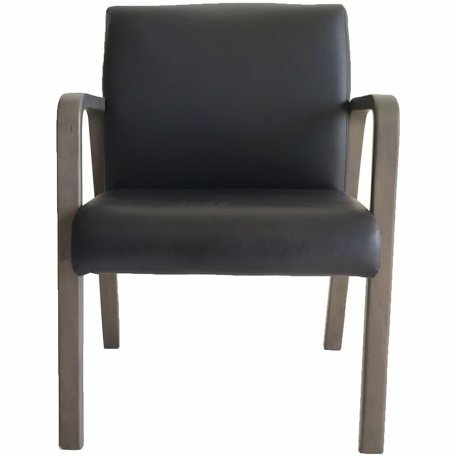 Lorell Solid Wood Frame Guest Chair - Solid Wood Frame Material - Four-legged Base - Black, Weathered Charcoal - Bonded 