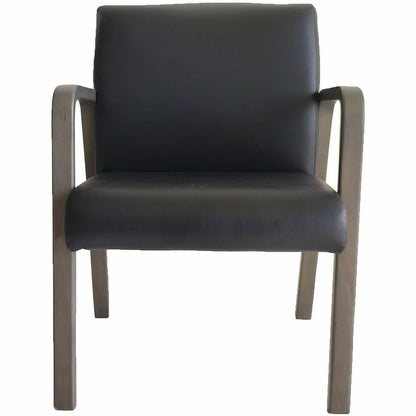 Lorell Solid Wood Frame Guest Chair - Solid Wood Frame Material - Four-legged Base - Black, Weathered Charcoal - Bonded 