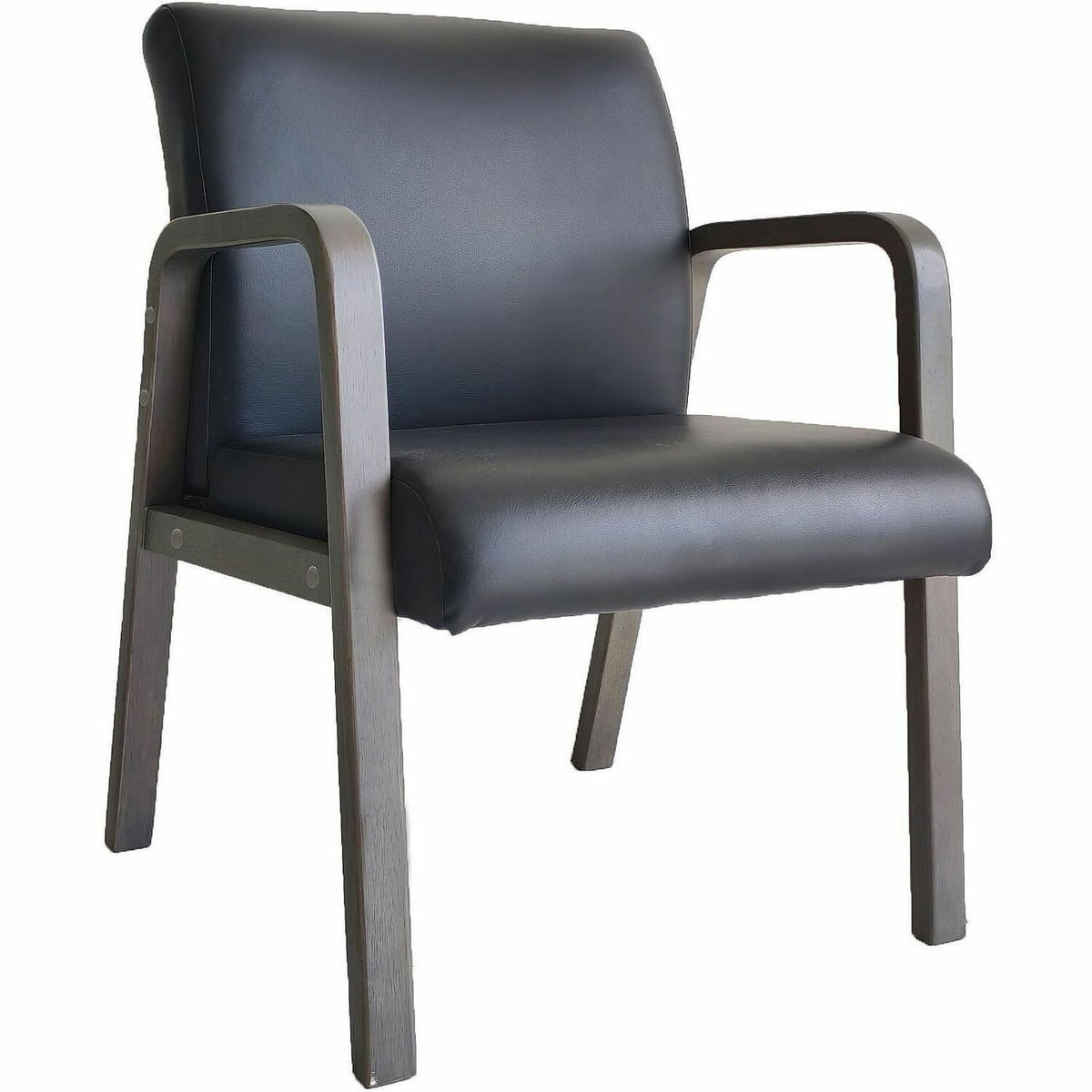 Lorell Solid Wood Frame Guest Chair - Solid Wood Frame Material - Four-legged Base - Black, Weathered Charcoal - Bonded 