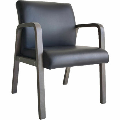 Lorell Solid Wood Frame Guest Chair - Solid Wood Frame Material - Four-legged Base - Black, Weathered Charcoal - Bonded 