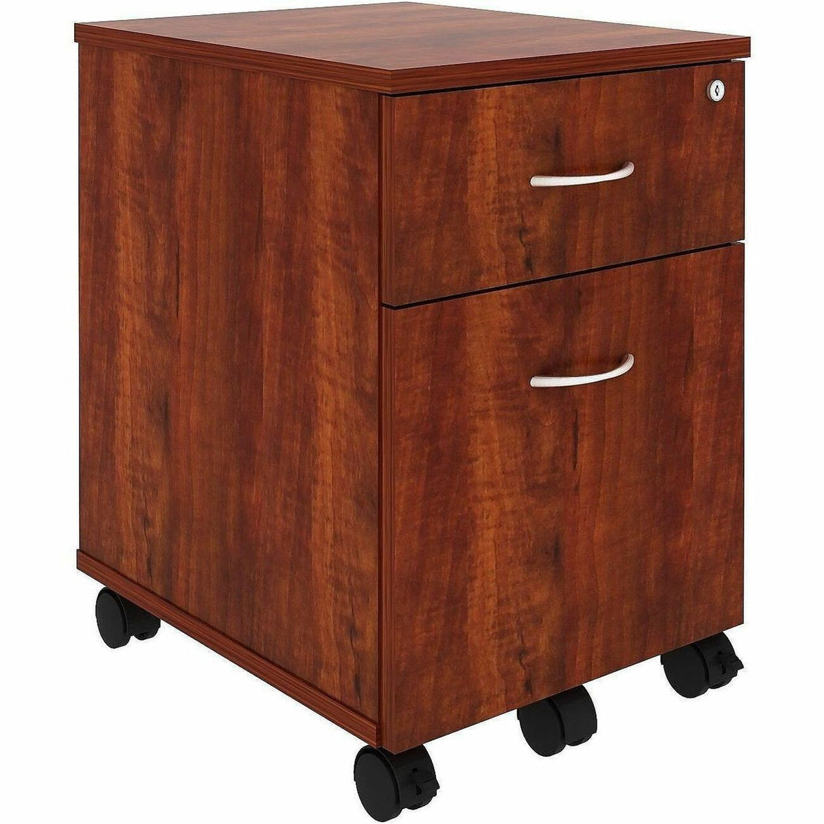 Lorell File Cabinet - for File, Box - Mobility - Cherry - 1 Each